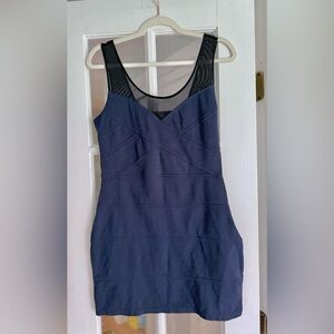 Express Navy & Black Mesh Bodycon Bandage Dress, Size Medium